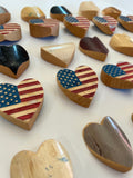 Wood Bat USA Flag Pocket Hearts