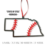 Nebraska Steel Baseball Christmas Ornament