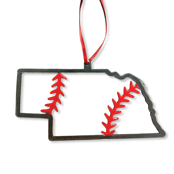 Nebraska Steel Baseball Christmas Ornament