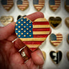 Wood Bat USA Flag Pocket Hearts