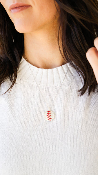 Baseball Seam Jewelry Gift Set - Earrings Necklace Bundle