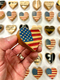 Wood Bat USA Flag Pocket Hearts