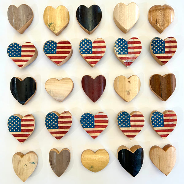 Wood Bat USA Flag Pocket Hearts