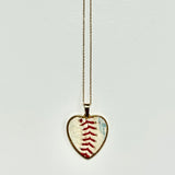 Baseball Seam Gold Heart Pendant Necklace