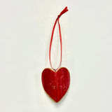 Reclaimed RED Heart Ornaments from Baseball Bat Wood