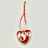 Reclaimed RED Heart Ornaments from Baseball Bat Wood