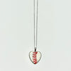 Baseball Seam Silver Heart Pendant Necklace