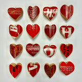 Reclaimed RED Heart Ornaments from Baseball Bat Wood