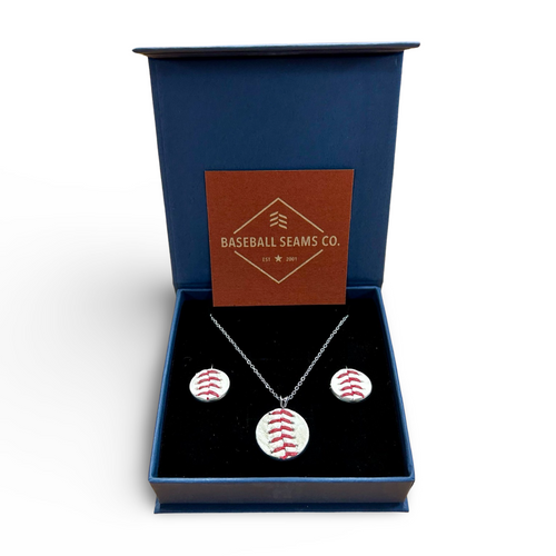 Baseball Seam Jewelry Gift Set - Earrings Necklace Bundle