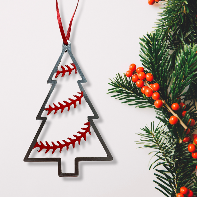 "THE TREE" - Steel Baseball Christmas Ornament