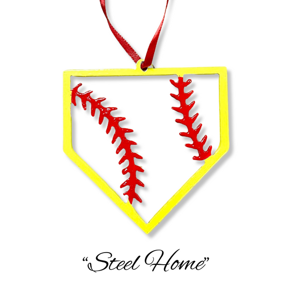 “STEEL HOME" Softball Christmas Ornament