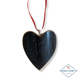 Reclaimed Wood Bat Heart Ornaments