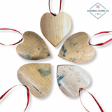 Reclaimed Wood Bat Heart Ornaments