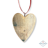 Reclaimed Wood Bat Heart Ornaments