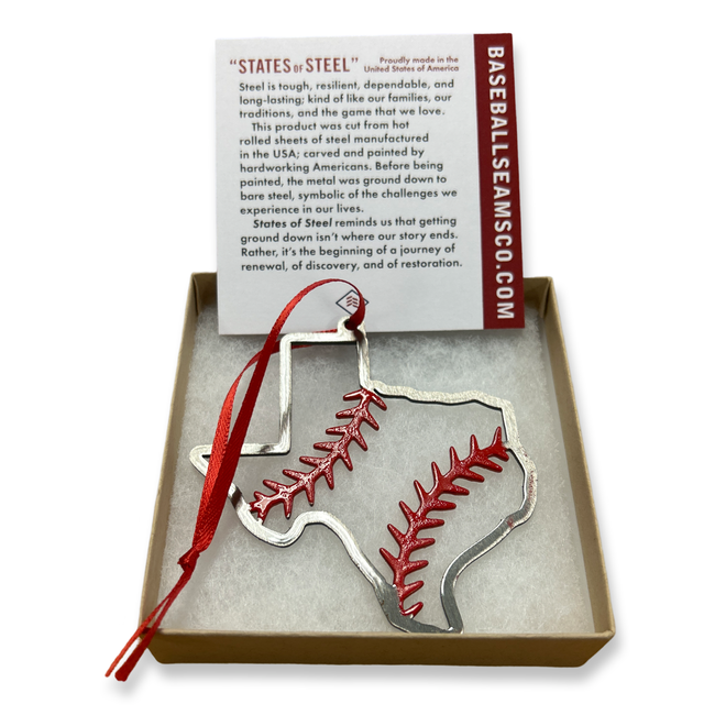 Texas Baseball Christmas Ornament Laser Cut from Steel