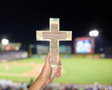 Baseball Wall Cross Upcycled from Used Baseballs