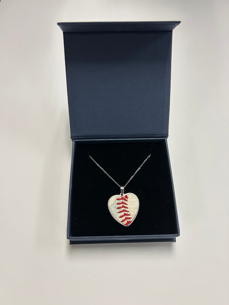 Baseball Seam Gold Heart Pendant Necklace