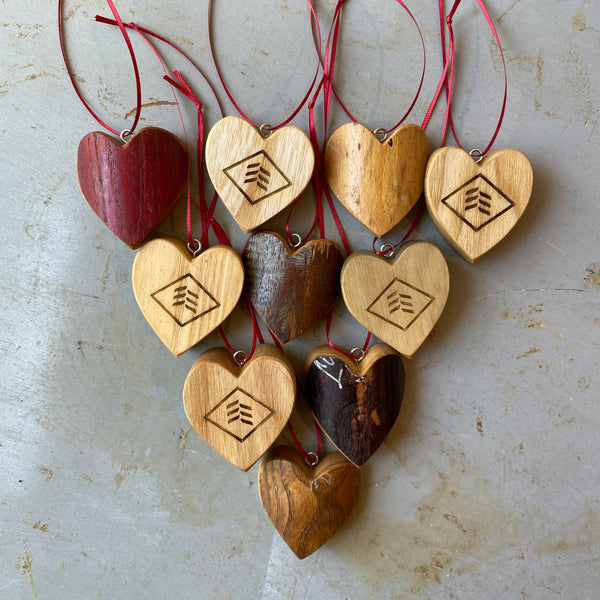 Gingerbread Wood Heart Ornaments